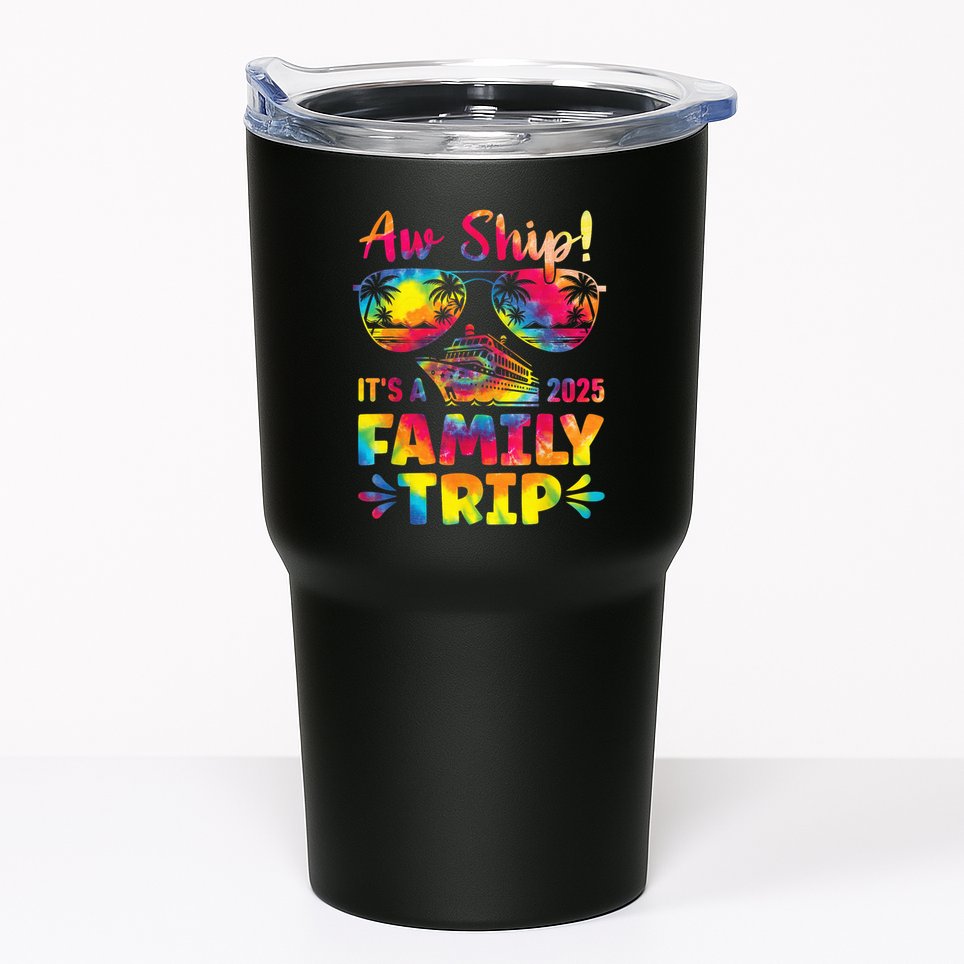 Aw Ship ItS A Family Trip 2025 Family Cruise Squad Tie Dye Tumbler