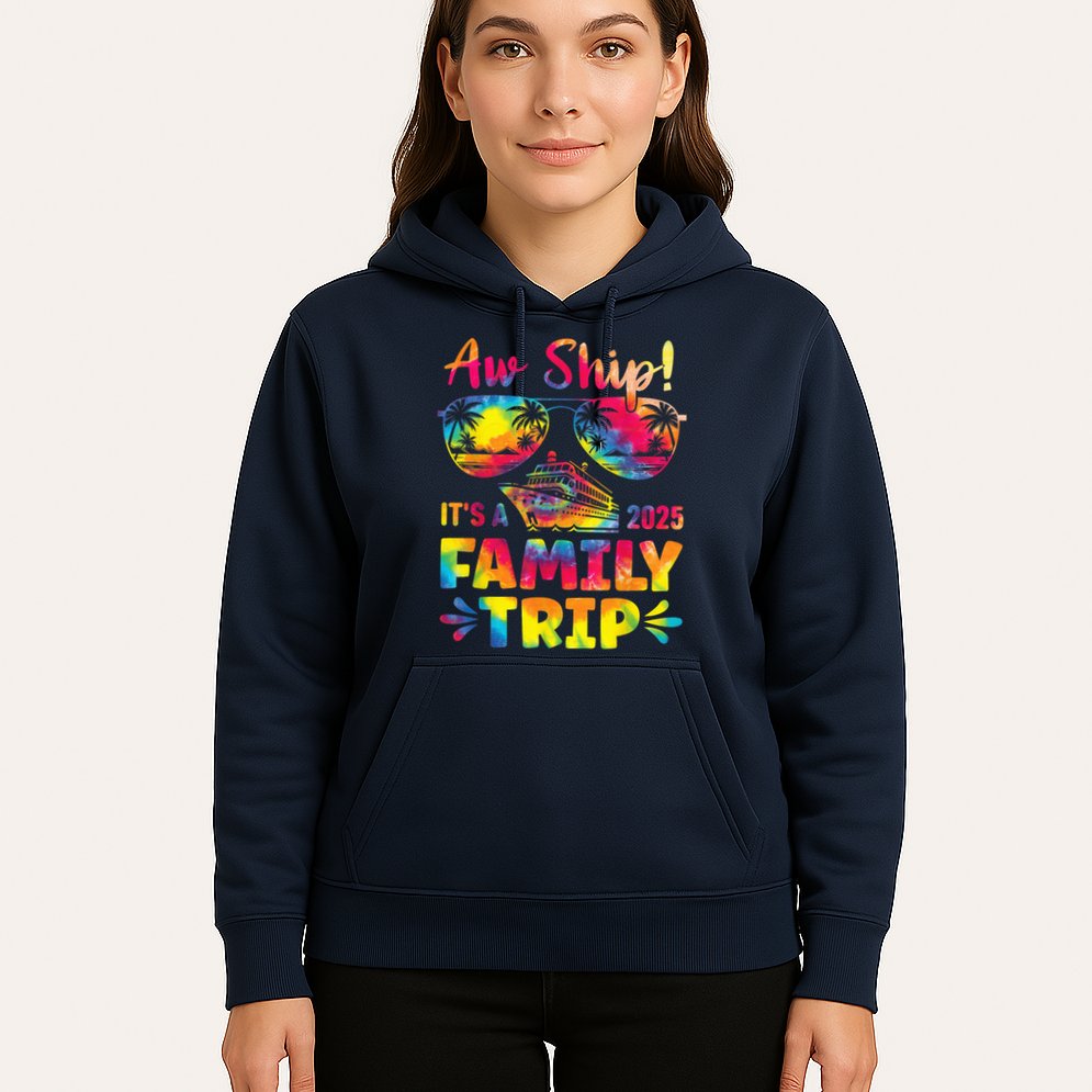 Aw Ship ItS A Family Trip 2025 Family Cruise Squad Tie Dye Hoodie