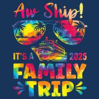 Aw Ship ItS A Family Trip 2025 Family Cruise Squad Tie Dye Kids T-Shirt
