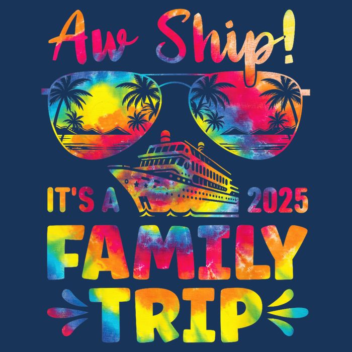 Aw Ship ItS A Family Trip 2025 Family Cruise Squad Tie Dye Kids T-Shirt