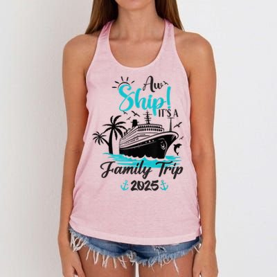 Aw Ship ItS A Family Trip 2025 Family Cruise Vacation Funny Women's Knotted Racerback Tank