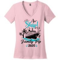 Aw Ship ItS A Family Trip 2025 Family Cruise Vacation Funny Women's V-Neck T-Shirt