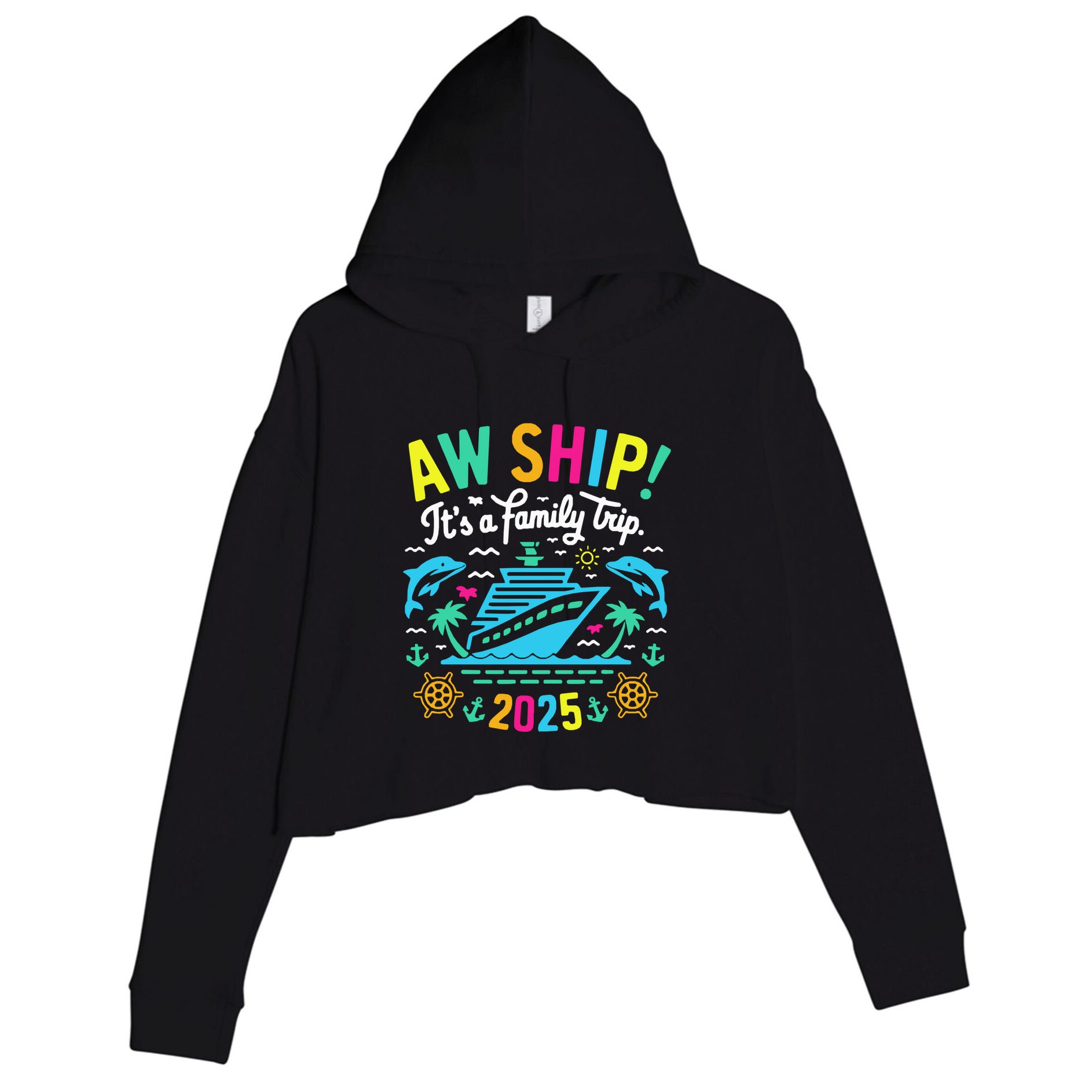 Aw Ship ItS A Family Trip 2025 Family Matching Cruise Crop Fleece Hoodie
