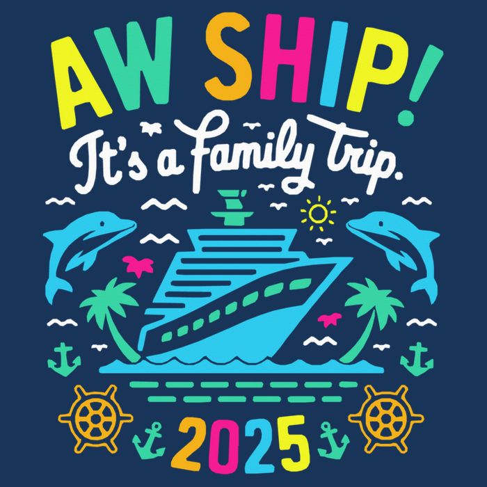 Aw Ship ItS A Family Trip 2025 Family Matching Cruise 7 Panel Mesh Trucker Snapback Hat