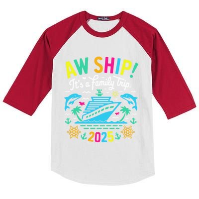 Aw Ship ItS A Family Trip 2025 Family Matching Cruise Kids Colorblock Raglan Jersey