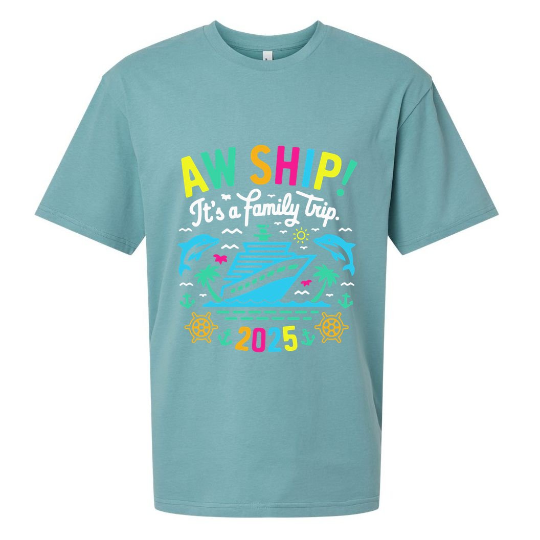 Aw Ship ItS A Family Trip 2025 Family Matching Cruise Sueded Cloud Jersey T-Shirt