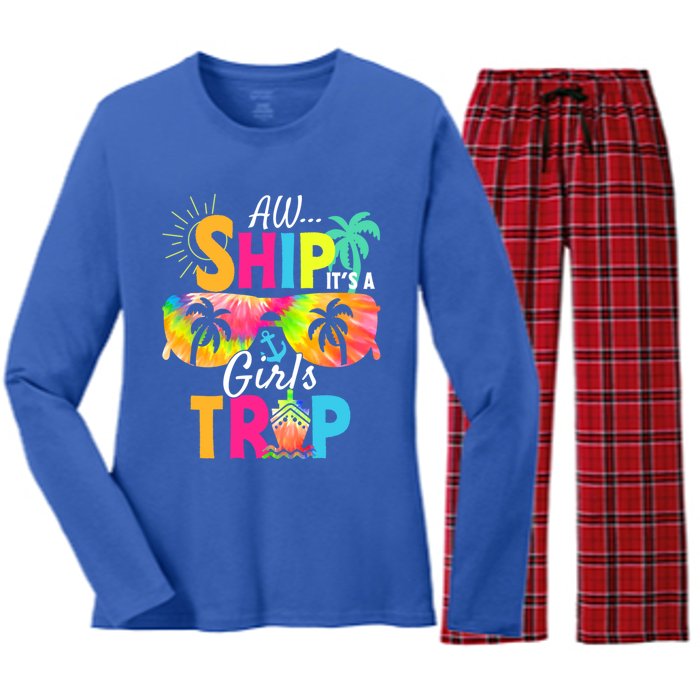 Aw Ship! ItS A Trip Cruise 2024 Vacation Matching Meaningful Gift Women's Long Sleeve Flannel Pajama Set 