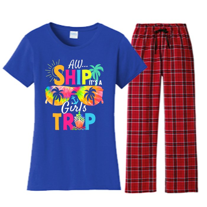 Aw Ship! ItS A Trip Cruise 2024 Vacation Matching Meaningful Gift Women's Flannel Pajama Set