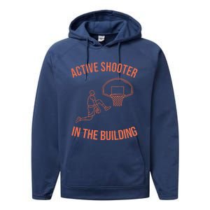 Active Shooter In The Building Performance Fleece Hoodie