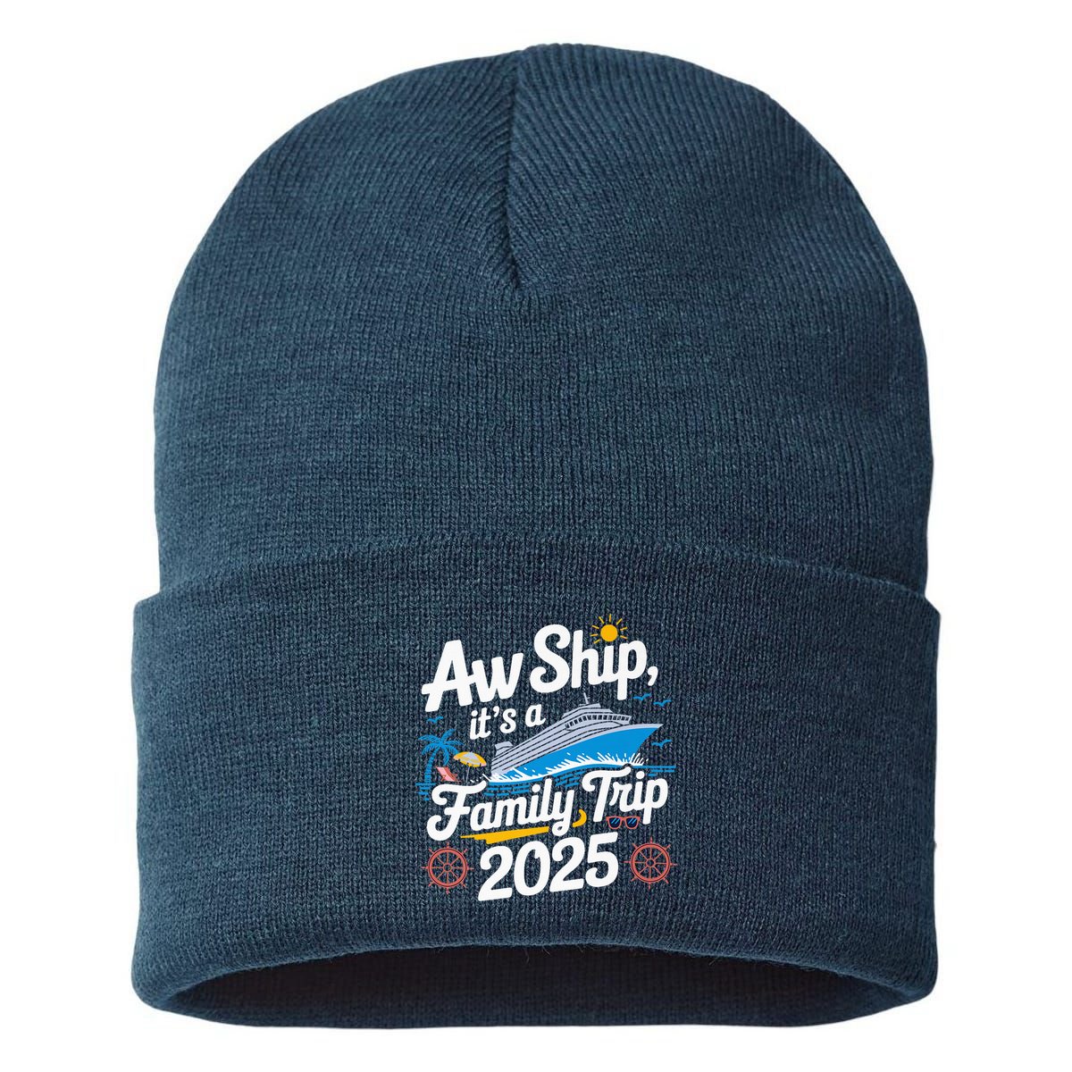 Aw Ship ItS A Family Trip 2025 Family Matching Cruise Squad Sustainable Knit Beanie