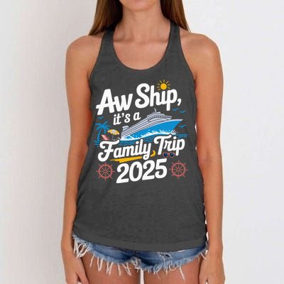 Aw Ship ItS A Family Trip 2025 Family Matching Cruise Squad Women's Knotted Racerback Tank