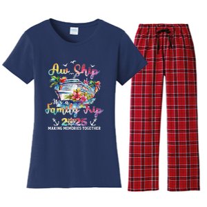 Aw Ship ItS A Family Trip 2025 Family Matching Cruise Trip Women's Flannel Pajama Set