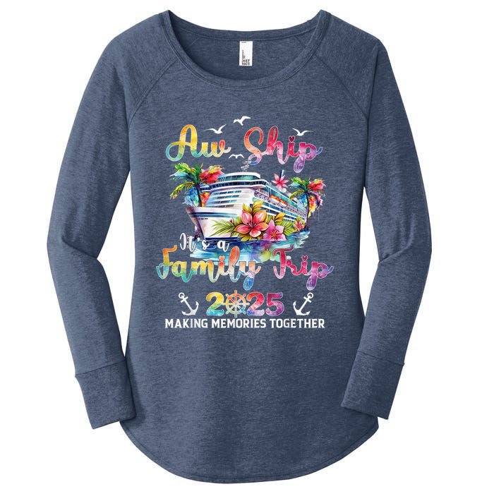 Aw Ship ItS A Family Trip 2025 Family Matching Cruise Trip Women's Perfect Tri Tunic Long Sleeve Shirt