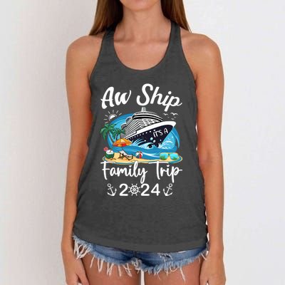 Aw Ship ItS A Family Trip 2024 Family Matching Cruise Trip Women's Knotted Racerback Tank