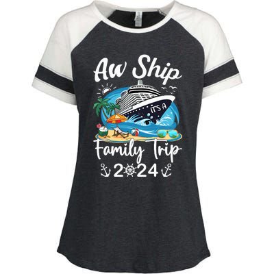 Aw Ship ItS A Family Trip 2024 Family Matching Cruise Trip Enza Ladies Jersey Colorblock Tee