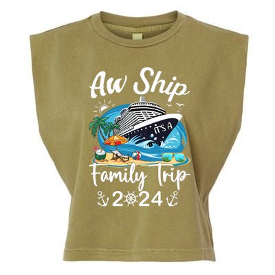 Aw Ship ItS A Family Trip 2024 Family Matching Cruise Trip Garment-Dyed Women's Muscle Tee