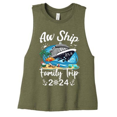 Aw Ship ItS A Family Trip 2024 Family Matching Cruise Trip Women's Racerback Cropped Tank