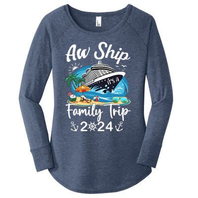 Aw Ship ItS A Family Trip 2024 Family Matching Cruise Trip Women's Perfect Tri Tunic Long Sleeve Shirt