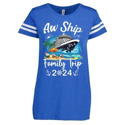 Aw Ship ItS A Family Trip 2024 Family Matching Cruise Trip Enza Ladies Jersey Football T-Shirt