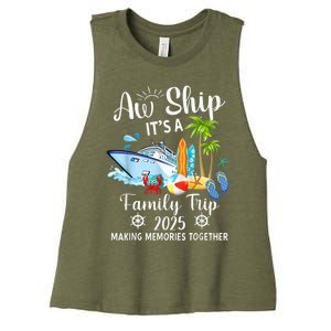 Aw Ship ItS A Family Trip 2025 Family Matching Cruise Trip Women's Racerback Cropped Tank