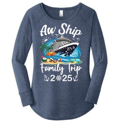 Aw Ship ItS A Family Trip 2025 Family Matching Cruise Trip Women's Perfect Tri Tunic Long Sleeve Shirt