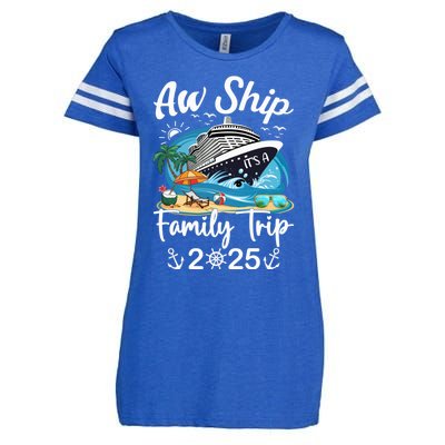 Aw Ship ItS A Family Trip 2025 Family Matching Cruise Trip Enza Ladies Jersey Football T-Shirt