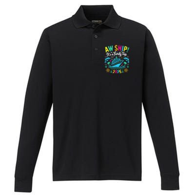 Aw Ship ItS A Family Trip 2025 Family Matching Cruise Performance Long Sleeve Polo