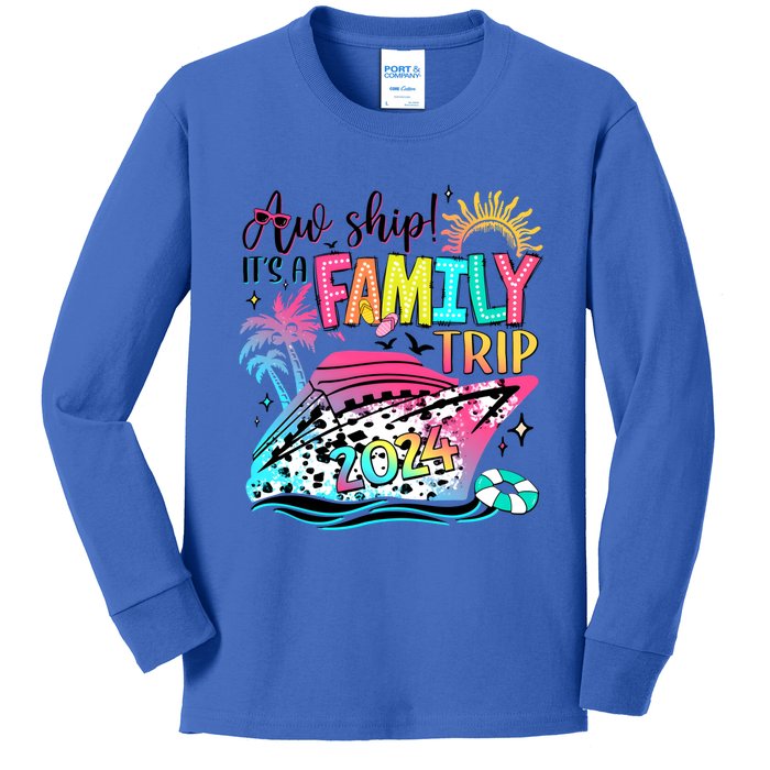 Aw Ship ItS A Family Trip 2024 Summer Vacation Hawaii Beach Funny Gift Kids Long Sleeve Shirt