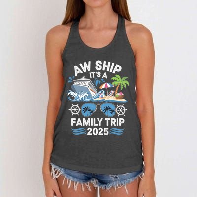 Aw Ship ItS A Family Trip 2025 Women's Knotted Racerback Tank