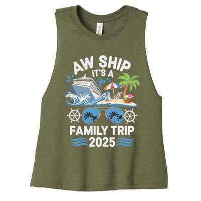 Aw Ship ItS A Family Trip 2025 Women's Racerback Cropped Tank