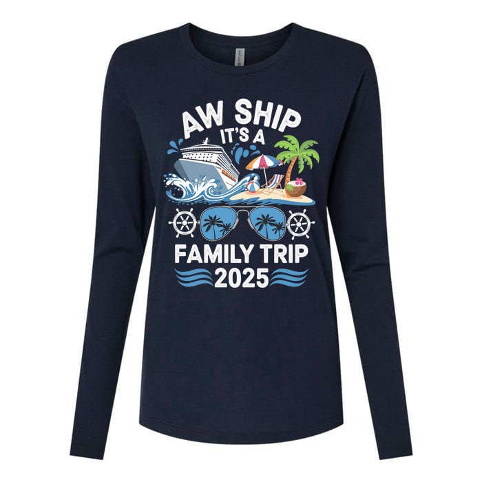 Aw Ship ItS A Family Trip 2025 Womens Cotton Relaxed Long Sleeve T-Shirt