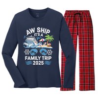 Aw Ship ItS A Family Trip 2025 Women's Long Sleeve Flannel Pajama Set 