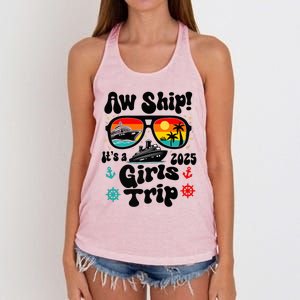 Aw Ship Its A G.I.R.L.S Trip 2025 Friend Weekend Matching Women's Knotted Racerback Tank