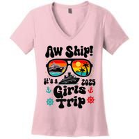 Aw Ship Its A G.I.R.L.S Trip 2025 Friend Weekend Matching Women's V-Neck T-Shirt