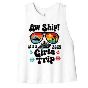 Aw Ship Its A G.I.R.L.S Trip 2025 Friend Weekend Matching Women's Racerback Cropped Tank