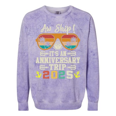 Aw Ship ItS An Anniversary Trip 2025 Couple Matching Cruise Colorblast Crewneck Sweatshirt