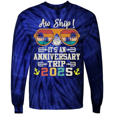 Aw Ship ItS An Anniversary Trip 2025 Couple Matching Cruise Tie-Dye Long Sleeve Shirt