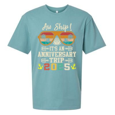 Aw Ship ItS An Anniversary Trip 2025 Couple Matching Cruise Sueded Cloud Jersey T-Shirt