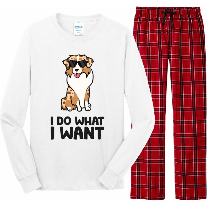 Australian Shepherd I Do What I Want Funny Aussie Dog Long Sleeve Pajama Set