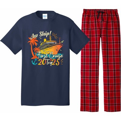 Aw Ship ItS My First Cruise Trip 2025 First Cruise 2025 Pajama Set