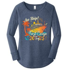 Aw Ship ItS My First Cruise Trip 2025 First Cruise 2025 Women's Perfect Tri Tunic Long Sleeve Shirt