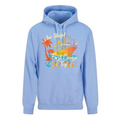 Aw Ship ItS My First Cruise Trip 2025 First Cruise 2025 Unisex Surf Hoodie