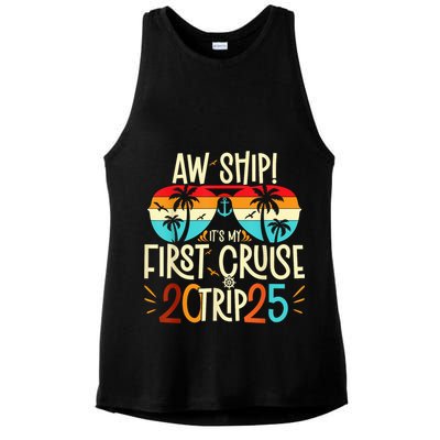 Aw Ship ItS My First Cruise Trip 2025 First Cruise 2025 Ladies PosiCharge Tri-Blend Wicking Tank