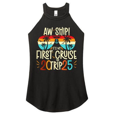 Aw Ship ItS My First Cruise Trip 2025 First Cruise 2025 Women's Perfect Tri Rocker Tank