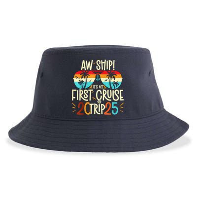 Aw Ship ItS My First Cruise Trip 2025 First Cruise 2025 Sustainable Bucket Hat