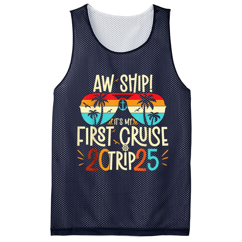 Aw Ship ItS My First Cruise Trip 2025 First Cruise 2025 Mesh Reversible Basketball Jersey Tank