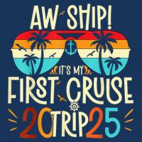 Aw Ship ItS My First Cruise Trip 2025 First Cruise 2025 Zip Tote Bag