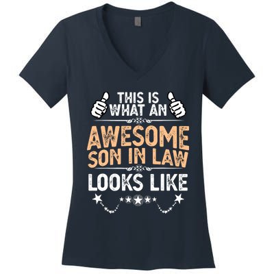 Awesome Son In Law Birthday Gift Ideas Awesome Mother In Law Women's V-Neck T-Shirt