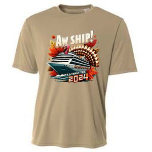 Aw Ship ItS A Family Trip 2024 Happy Turkey Thanksgiving Cooling Performance Crew T-Shirt