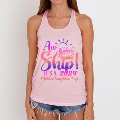 Aw Ship ItS A Mother Daughter Trip 2024 Matching Family Gift Women's Knotted Racerback Tank